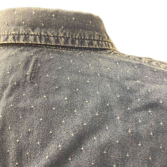 Madewell Medium Denim Swiss Dot Short Sleeve Button Down Top Size Small - Picture 9 of 13